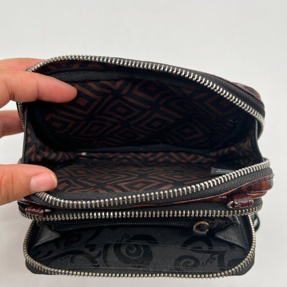 Brighton Brown Wild Tiger Patent Leather Brazos Crossbody - Picture 10 of 12